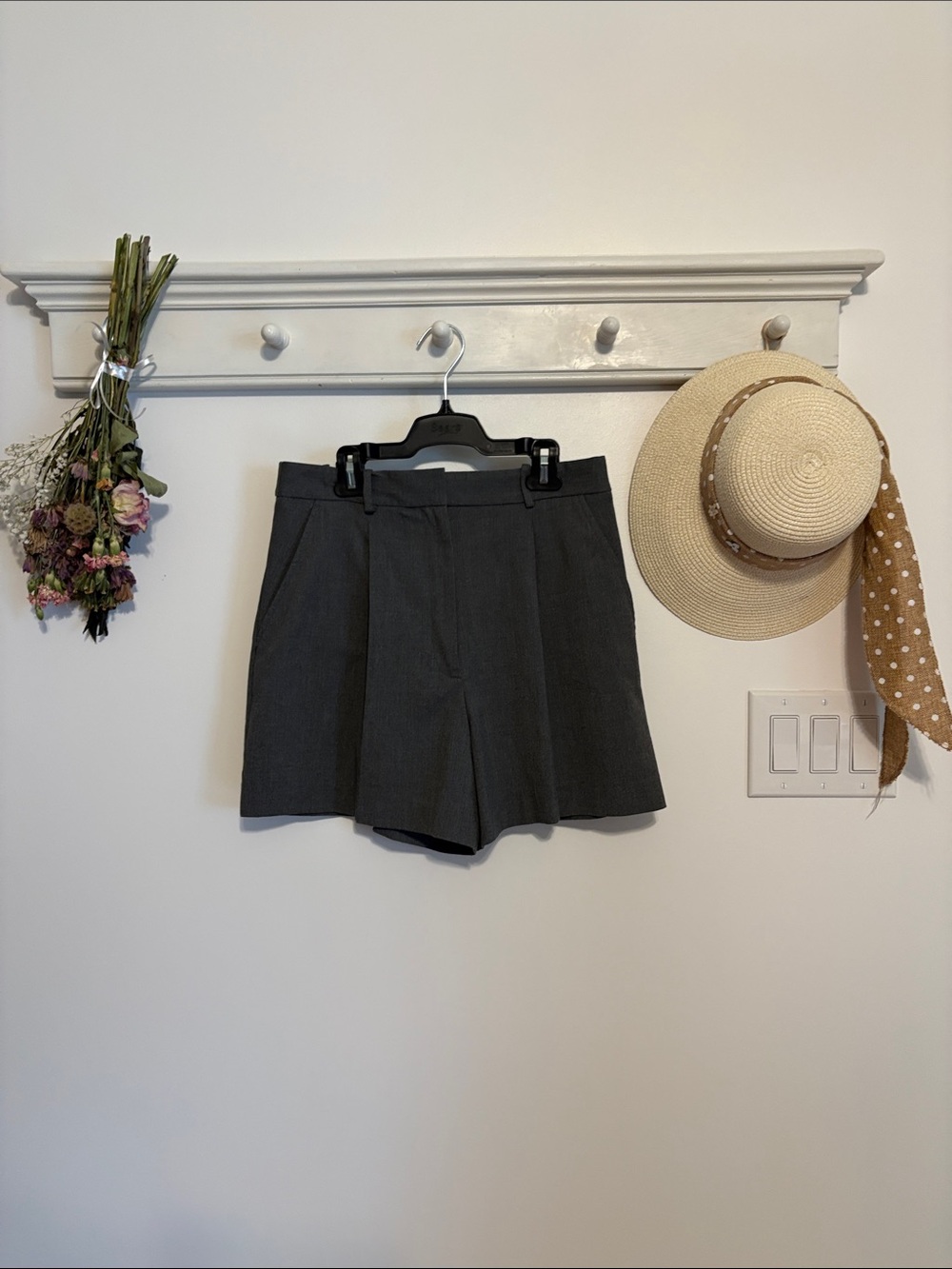 Zara Charcoal Gray High-Waist Tailored Shorts